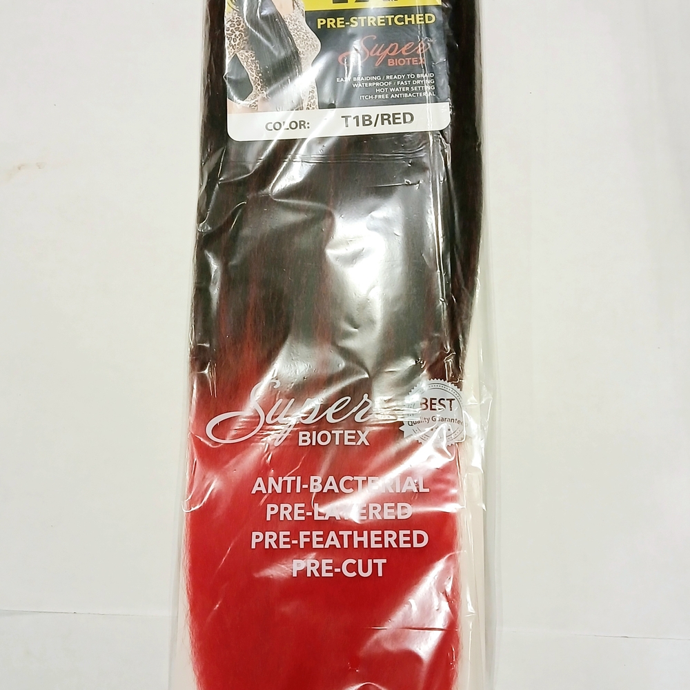 Super Biotex Pre-Stretched Hair in Red and Black